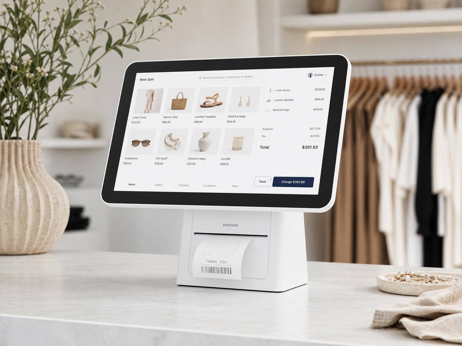 Clover Station Solo single-screen all-in-one countertop point of sale system with integrated printer